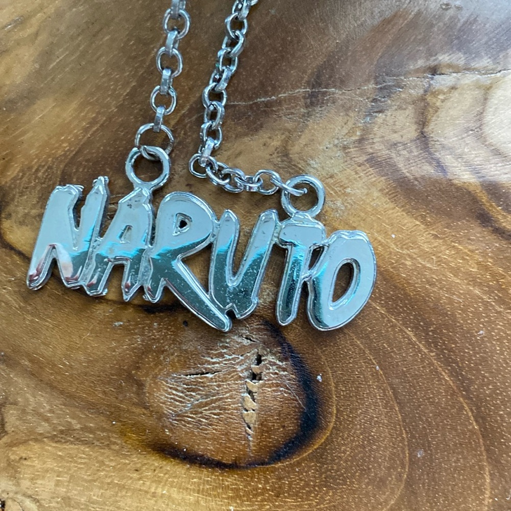 Naruto Necklace in Silver with attached Rolo link Chain